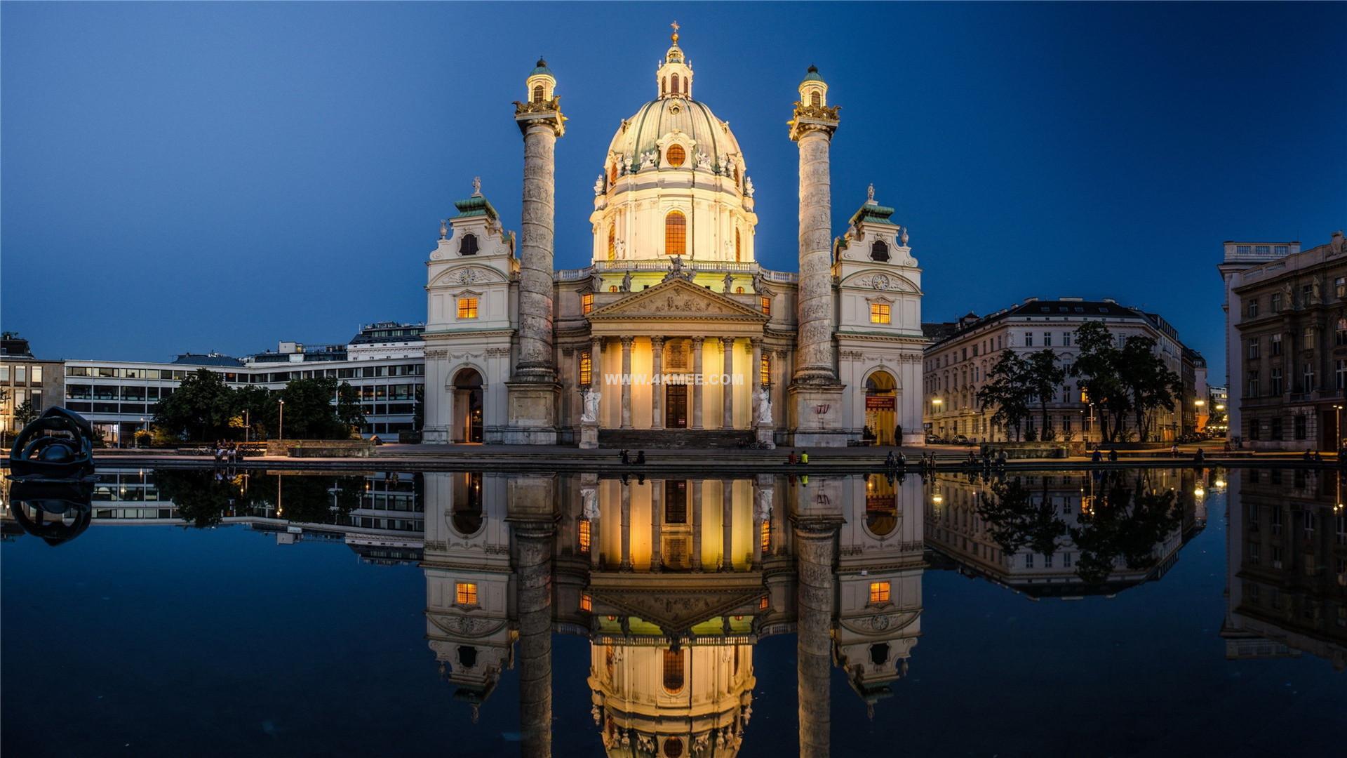 4K壁纸 查理教堂Karlskirche, Vienna, Austria | 4K资源下载基地4Kmee.com